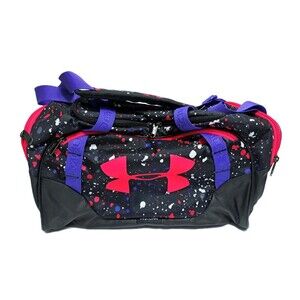 Under Armour Paint Splatter Duffel Gym Travel Weekend Black Pink Purple Yoga Bag